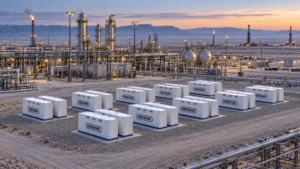 EnerVenue Energy Prism ünitelerinin bir petrol sahasındaki temsili görseli