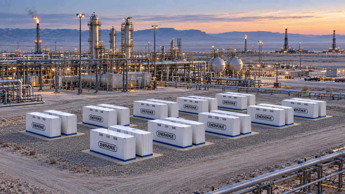 EnerVenue Energy Prism ünitelerinin bir petrol sahasındaki temsili görseli